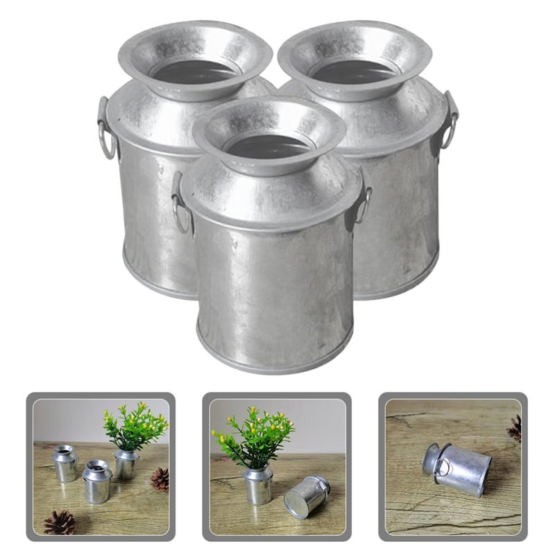 Mini Metal Flower Buckets Rustic Decor For Tiny House Doll Crafts Landscapes - Image 5
