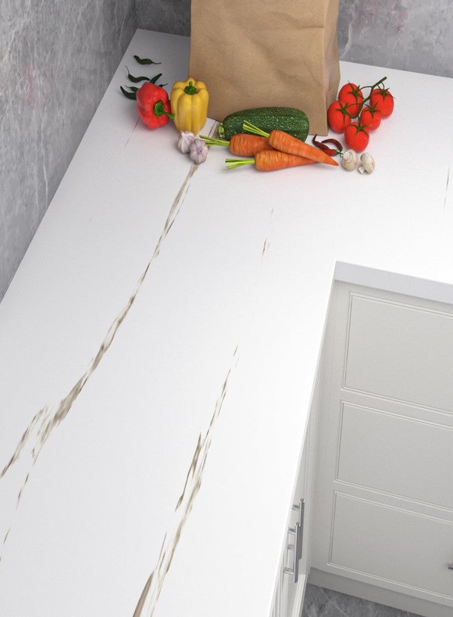 Decotalk 30"x120" Countertop Contact Paper Marble Contact Paper White Vinyl Wrap for Countertops Matte Marble Vinyl Wrap Peel and Stick White Wallpaper Peel and Stick Waterproof Counter Cover - Image 4