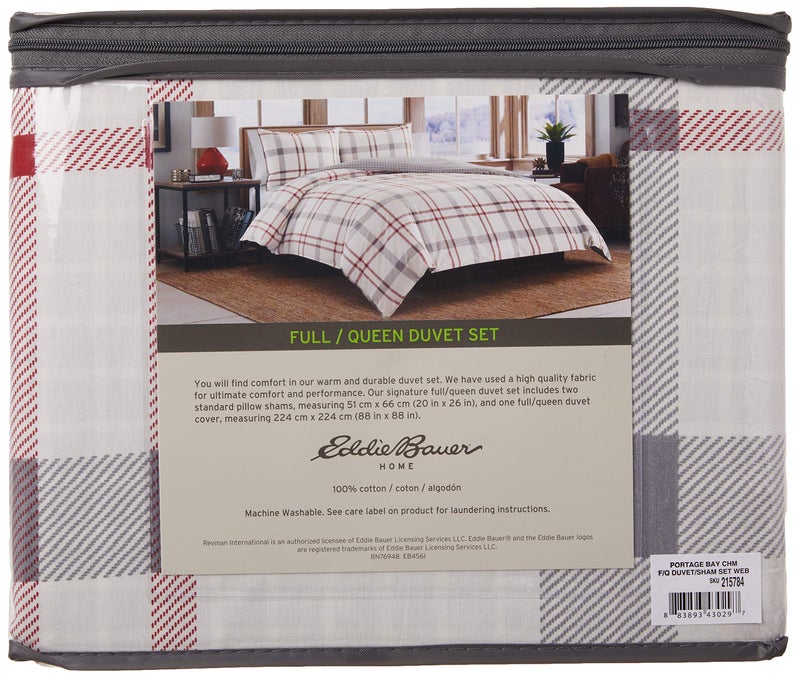 Eddie Bauer - Queen Duvet Cover Set, Reversible Cotton Bedding with Matching Shams, Stylish Luxurious Bedding Set (Portage Bay Grey, Queen) - Image 4