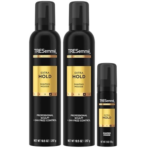 TRESemmé Shaping Mousse, Extra Hold 2-Pack + Travel-Size Bottle – Moisturizing Hair Mousse for Sculpting, 24H Frizz Control (3 Piece Set) - Image 1