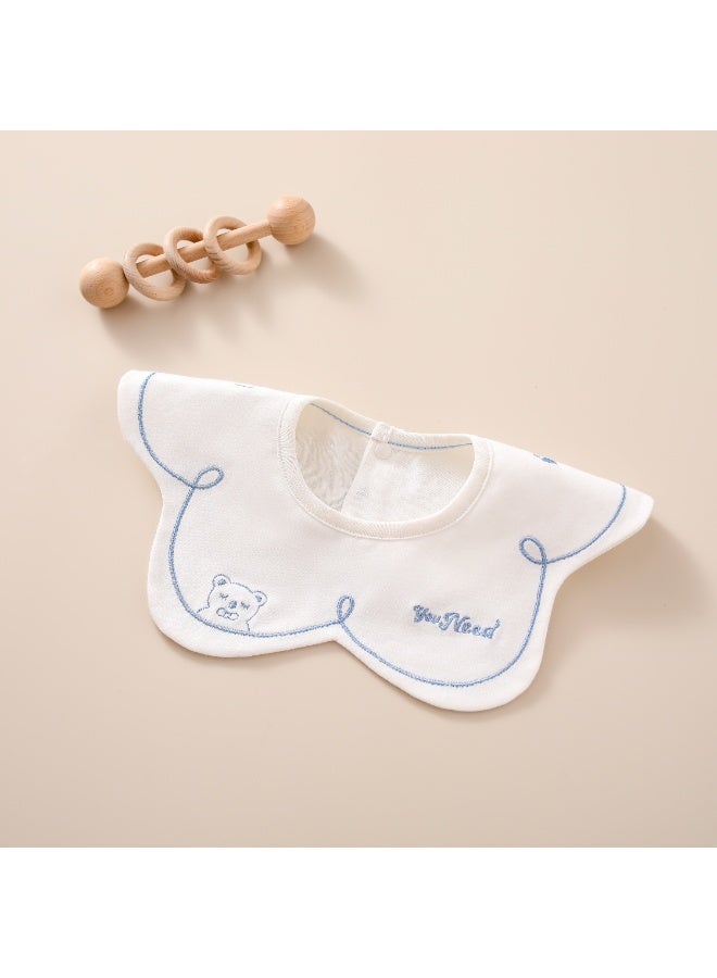 3-Pack Infant Bibs - 360° Rotatable Waterproof Cotton Drool Bibs for Newborns, Anti-Spit Milk Essentials with Petal Design - Image 2