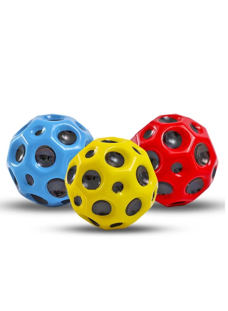 Beauenty 3 Pack Space Moon Balls, Super High Bouncing Ball, Pop Sounds Meteor Space Ball, Pop Bouncing Ball Rubber Bounce Ball for Kids Adults, Sport Training Ball for Indoor and Outdoor - Image 1
