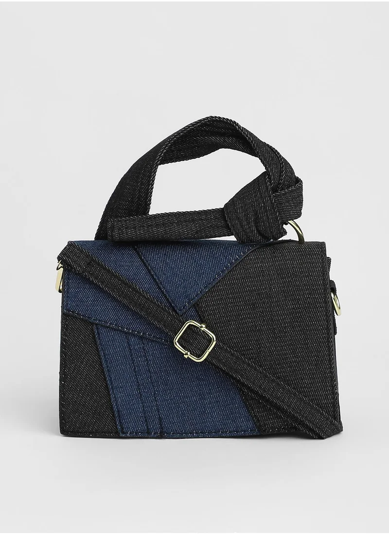 Haute Sauce The Denim Sash Hand Bag - Navy Blue
