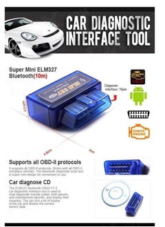 COOLBABY Super Mini ELM327 Bluetooth Torque V2.1 OBDII/OBD-II/OBD2 Protocols Car Auto Diagnostic Scan Tool ELM 327 - Android -BLUE - pzsku/ZD74784F433207B0090C8Z/45/_/1714454264/fc8db1ef-e810-4e9a-b579-4502326e3f39