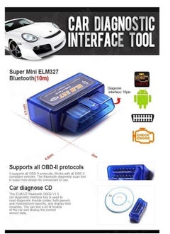 Cool Baby COOLBABY Super Mini ELM327 Bluetooth Torque V2.1 OBDII/OBD-II/OBD2 Protocols Car Auto Diagnostic Scan Tool ELM 327 - Android -BLUE  - Image 3