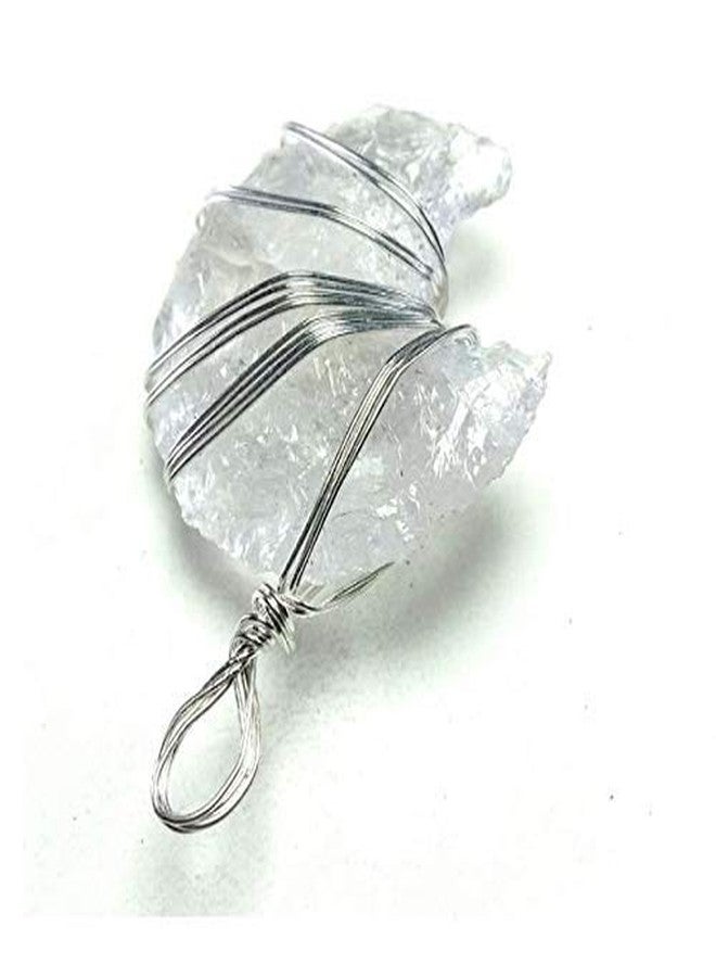 CA AGATE Women's Wire Wrapped Crystal Moon Healing Crystals Pendant Necklace (White) - Image 1