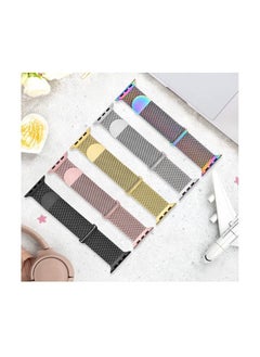 RiZOW RiZOW Milanese Metal Stainless Steel Mesh Loop Replacement Band Magnetic Clasp Compatible With Apple iWatch Band 7/6/5/4/3/2/1/SE 38mm/40mm/41mm, Black  - Image 2