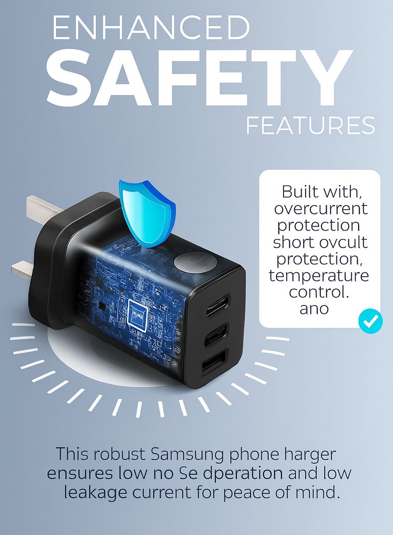 شاحن 3 في 1 بمنفذي USB-C PD وUSB-A لشحن سريع. صغير الحجم، جاهز للسفر، ومثالي لجميع أجهزتك. - Image 3
