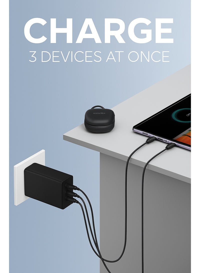 شاحن 3 في 1 بمنفذي USB-C PD وUSB-A لشحن سريع. صغير الحجم، جاهز للسفر، ومثالي لجميع أجهزتك. - Image 5