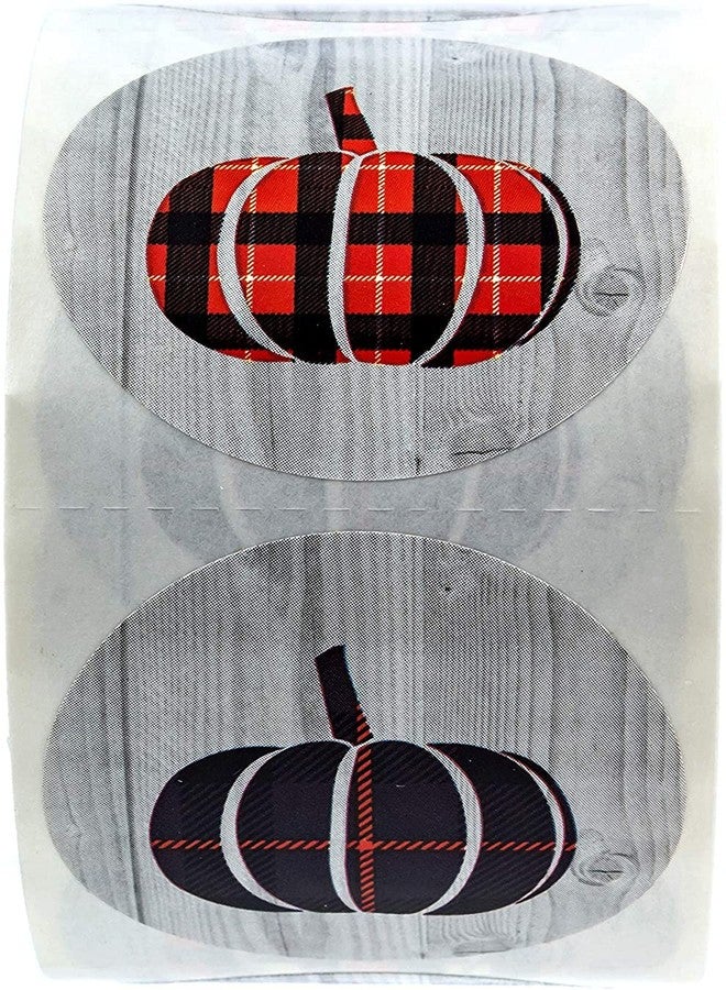 SBlabels Pumpkin Harvest Stickers / 6 Alternating Plaid Pumpkin Fall Designs / 500 Halloween Stickers / 1.5" Autumn Labels/Thanksgiving Flannel Pumpkins - Image 5