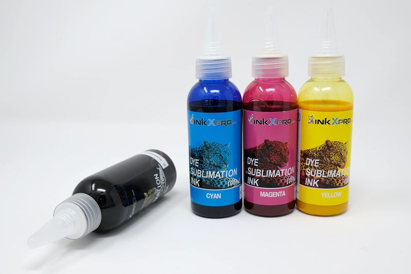 INKXPRO 4X100ML Sublimation Ink Refill for Epson WF2830 2850 2860 3720 XP-4100 4105 XP-430 440 446 WF 7710 7720 7210 7310 7840 7820 Printers Heat Press on Mugs Plates Polyester Shirts etc (BK/C/M/Y) - Image 2