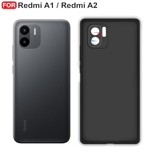 CEDO Back Cover for Redmi A1 / Redmi A2 | Camera Bump Protection & Inner Velvet Fabric Lining | Ultra Slim Matte Soft Rubberised Case Cover (Black) - Image 2