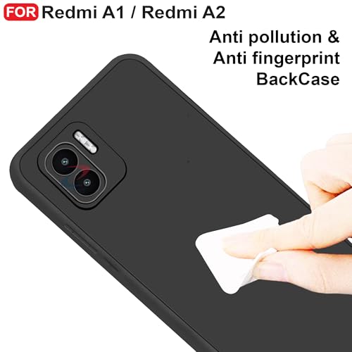 CEDO Back Cover for Redmi A1 / Redmi A2 | Camera Bump Protection & Inner Velvet Fabric Lining | Ultra Slim Matte Soft Rubberised Case Cover (Black) - Image 4