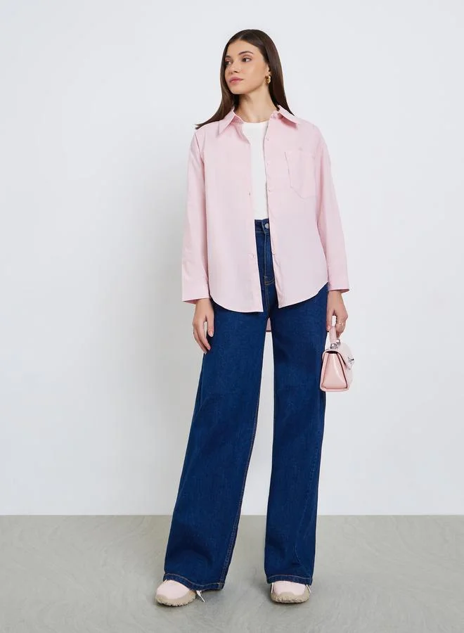 Styli Women Pink Oversized Shirt