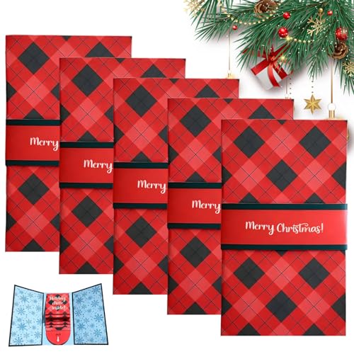 taakcc 5Pcs Handmade Christmas Gifts Card Booklet,Handmade Christmas Gift Card Holder Book,Christma Money Holder Envelope Booklet,DIY Personalized Xmas Gift,Xmas Party Supplies for Family and Friends - Image 1