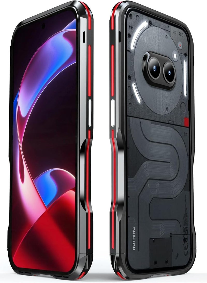 حافظة متوافقة مع Nothing Phone 2A، بإطار معدني، حافظة رقيقة جداً مقاومة للصدمات من الي كربونات الصلب، حافظة حماية كاملة للجسم لهاتف Nothing Phone 2A. - Image 1