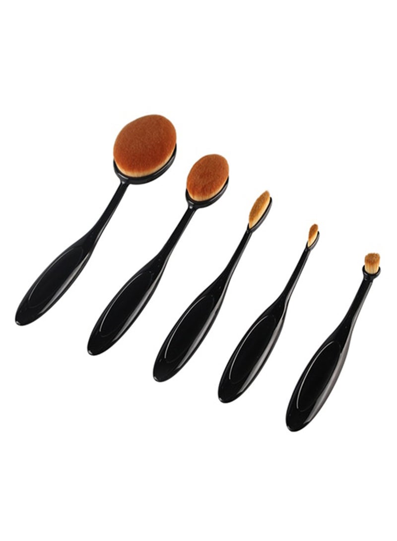 5-Piece Toothbrush Shape Foundation Brush Set Black/Brown - Image 1