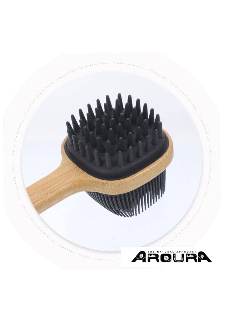 Aroura Shower Soft Silicone Long Handle Back Brush, 2 in 1 Bath and Shampoo Brush, Back Scrubber Body Exfoliator for Wet or Dry Brushing, for Body Men and Women, BPA Free, Non-Slip  - Image 3