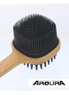 Aroura Shower Soft Silicone Long Handle Back Brush, 2 in 1 Bath and Shampoo Brush, Back Scrubber Body Exfoliator for Wet or Dry Brushing, for Body Men and Women, BPA Free, Non-Slip  - Image 4
