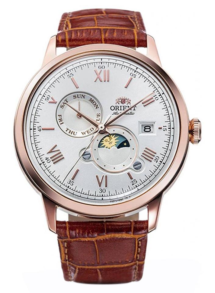 ORIENT Men Bambino Automatic Moonphase Leather Strap Men's Watch RA-AK0801S - Image 1