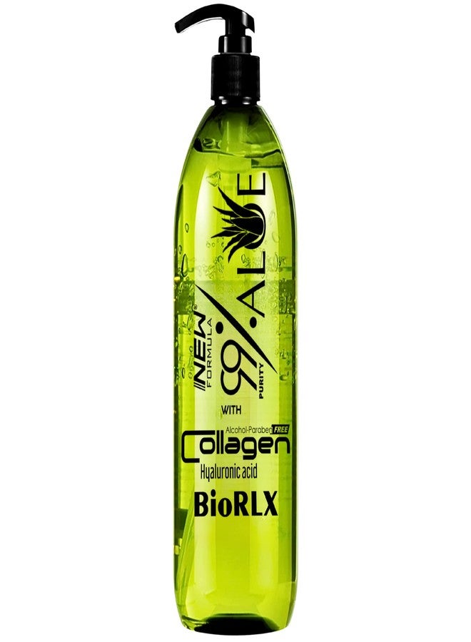 BioRLX جل الألوة فيرا 99% من BioRLX مع الكولاجين وحمض الهيالورونيك 250 مل 8.5 أونصة سائلة - للوجه والجسم والشعر وفروة الرأس، لتخفيف آثار الشمس، طبيعي، مهدئ، مرطب - Image 1