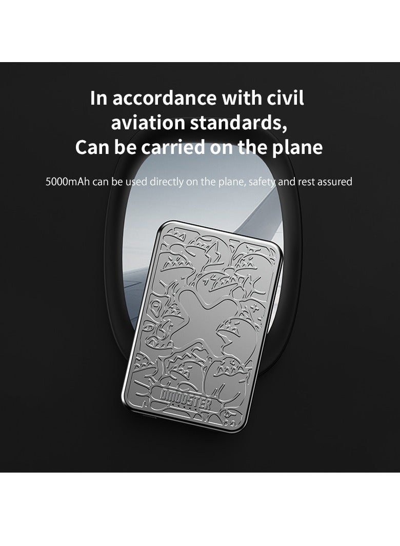 general Elephant nose joint big monster DMOOSTER card power bank ultra-thin portable magnetic suction, mobile power supply D50 (5000mAh) - Image 5