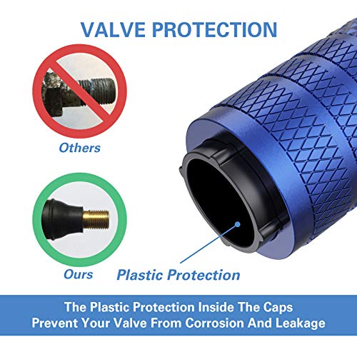 CKAuto Tire Valve Stem Caps, Blue, 4 pcs/Pack, Anodized Aluminum Tire Valve Cap Set, Corrosion Resistant, Universal Stem Covers for Cars Trucks Motorcycles SUVs and Bikes - Image 5