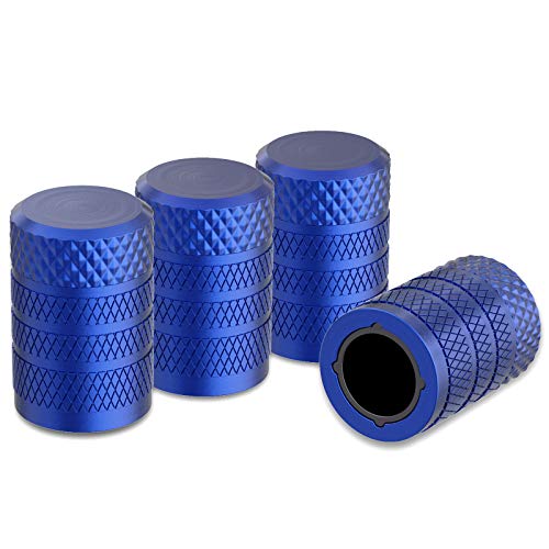CKAuto Tire Valve Stem Caps, Blue, 4 pcs/Pack, Anodized Aluminum Tire Valve Cap Set, Corrosion Resistant, Universal Stem Covers for Cars Trucks Motorcycles SUVs and Bikes - Image 1