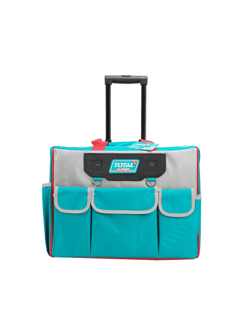 TOTAL 20" Rolling Rigid Tool Bag - 20kg Max Load Wheeled Tool Organizer with Telescopic Handle, 1680D Heavy Duty Polyester & Rigid Frame - THRRTB2012 - Image 5