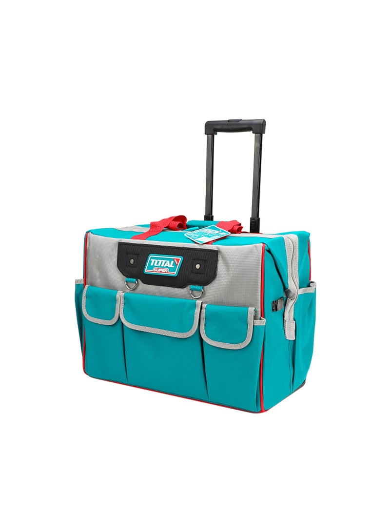 TOTAL 20" Rolling Rigid Tool Bag - 20kg Max Load Wheeled Tool Organizer with Telescopic Handle, 1680D Heavy Duty Polyester & Rigid Frame - THRRTB2012 - Image 3