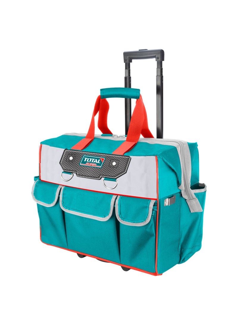 TOTAL 20" Rolling Rigid Tool Bag - 20kg Max Load Wheeled Tool Organizer with Telescopic Handle, 1680D Heavy Duty Polyester & Rigid Frame - THRRTB2012 - Image 1