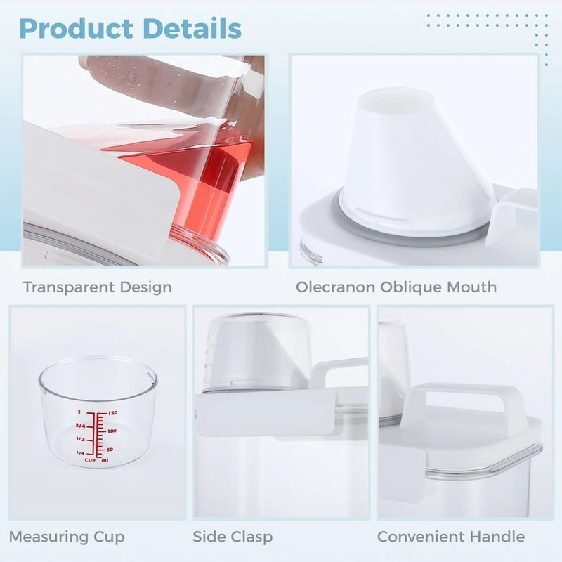 3 Pcs Laundry Detergent Dispensers with Measuring Cup, Laundry Powder Box, 61 Oz Laundry Bead Dispenser, Clear Airtight Fabric Softener Container, Liquid Detergent Box for Laundry Room - Image 5