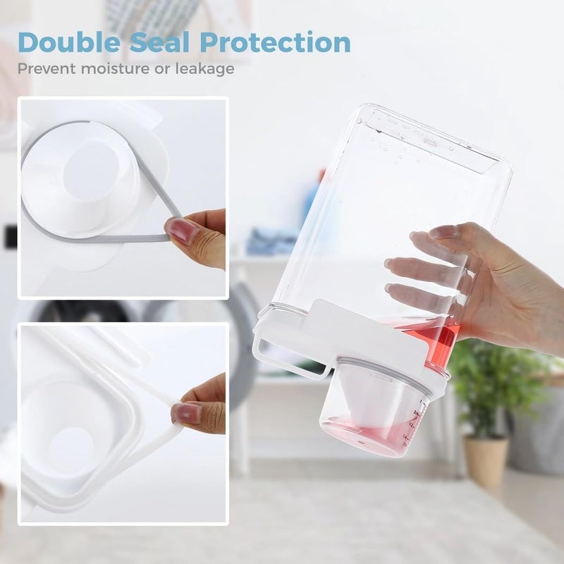 3 Pcs Laundry Detergent Dispensers with Measuring Cup, Laundry Powder Box, 61 Oz Laundry Bead Dispenser, Clear Airtight Fabric Softener Container, Liquid Detergent Box for Laundry Room - Image 4