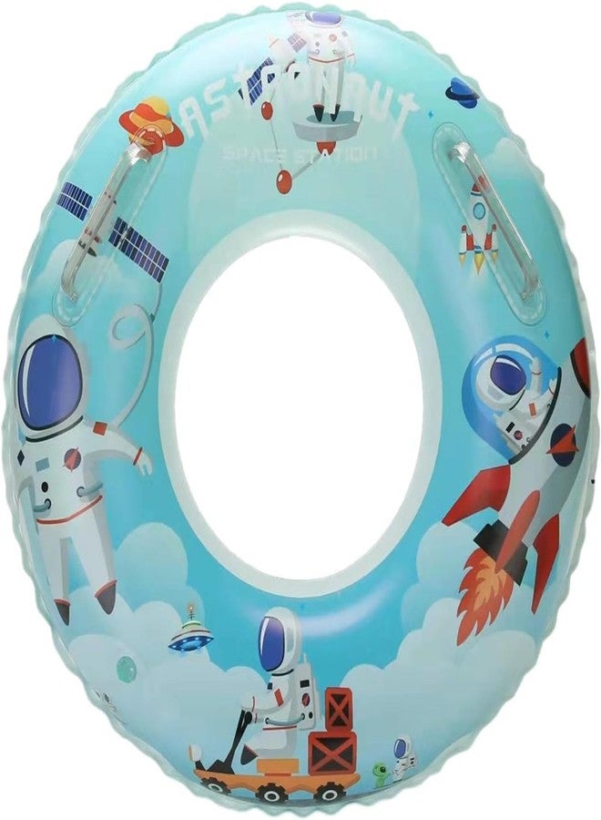 Delzon Kids Astronaut Space Theme Inflatable Swimming Ring with Safety Handles – Fun Space Station Water Tube for Pool, Beach & Summer Water Activities – (NASA World, 70 CM) - Image 1