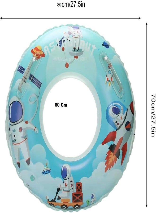 Delzon Kids Astronaut Space Theme Inflatable Swimming Ring with Safety Handles – Fun Space Station Water Tube for Pool, Beach & Summer Water Activities – (NASA World, 70 CM) - Image 3