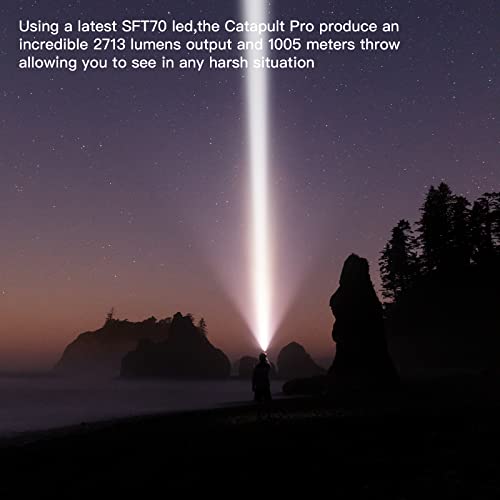 ThruNite Catapult Pro Rechargeable Flashlight, SFT70 LED, 1005 Meters Throw, 2713 High Lumens Bright Searchlight, Long Beam Distance Spotlight for Hiking, Camping, and Hunting - CW - Image 5
