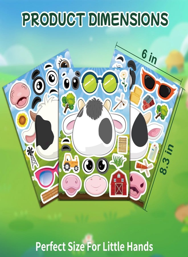 Ozepao Cow Stickers 24 Pcs Make-A-Face Mix and Match Cow Sticker Sheets for Kids Cute Cow Party Favors and Crafts - Image 5