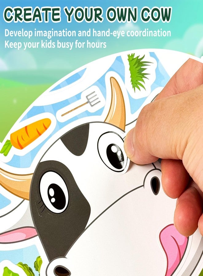 Ozepao Cow Stickers 24 Pcs Make-A-Face Mix and Match Cow Sticker Sheets for Kids Cute Cow Party Favors and Crafts - Image 4