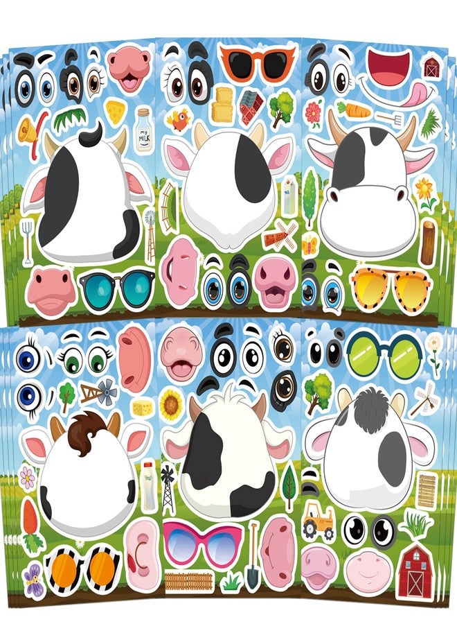 Ozepao Cow Stickers 24 Pcs Make-A-Face Mix and Match Cow Sticker Sheets for Kids Cute Cow Party Favors and Crafts - Image 1