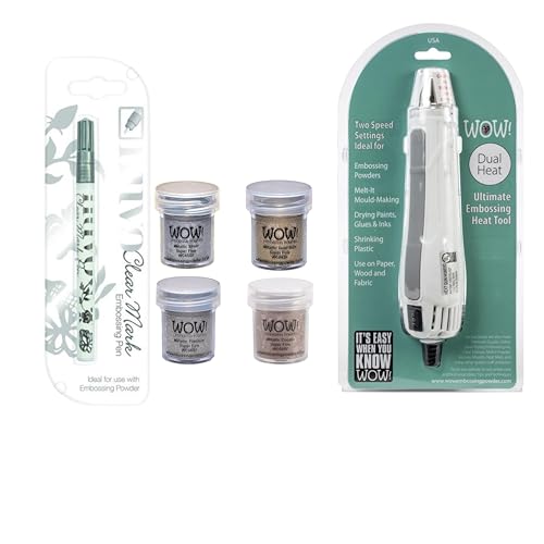 MSB Embossing Starter Kit: Wow Heat Tool Machine, Emboss It Pen, Wow Gold, Silver, Platinum and Copper Powder Set - Image 1