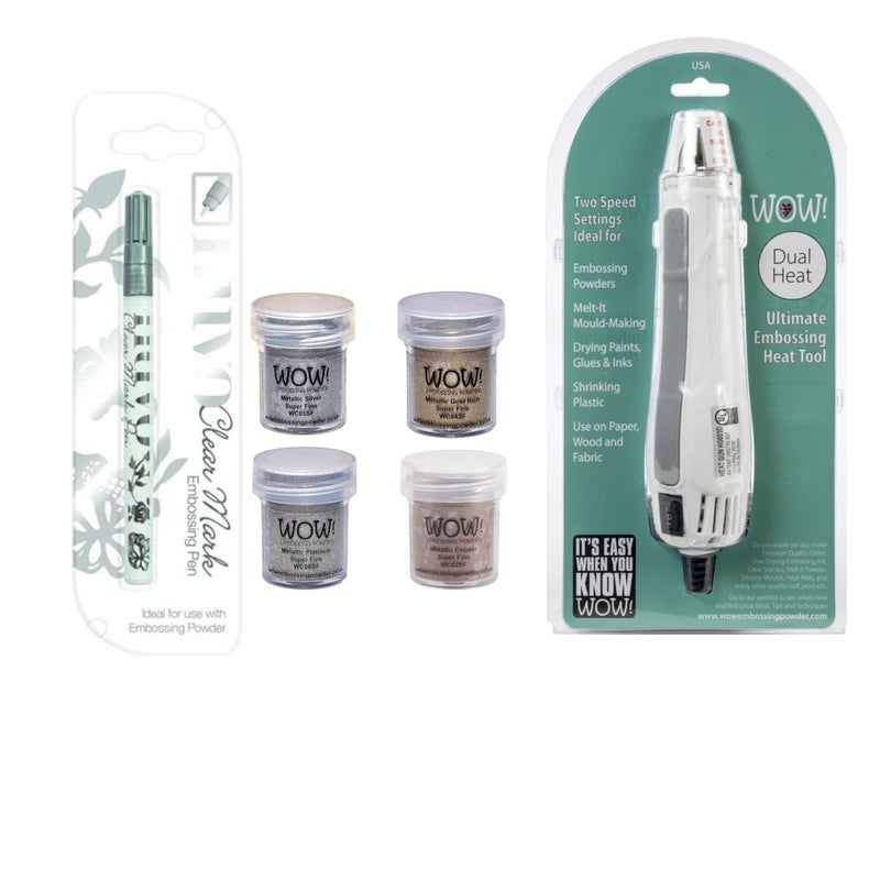 MSB Embossing Starter Kit: Wow Heat Tool Machine, Emboss It Pen, Wow Gold, Silver, Platinum and Copper Powder Set - Image 5
