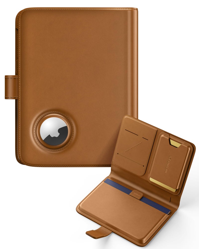 Stouchi AirTag Passport Holder with Detachable Magnetic Card Case, Passport Holder for Travel, RFID-blocking, 1-Second Pull Strap & One-Hand Access, Premium Vegan Leather Travel Document Organizer - Image 1