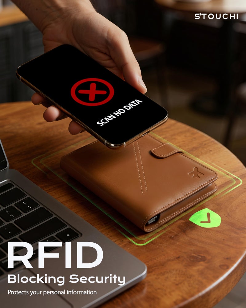 Stouchi AirTag Passport Holder with Detachable Magnetic Card Case, Passport Holder for Travel, RFID-blocking, 1-Second Pull Strap & One-Hand Access, Premium Vegan Leather Travel Document Organizer - Image 3