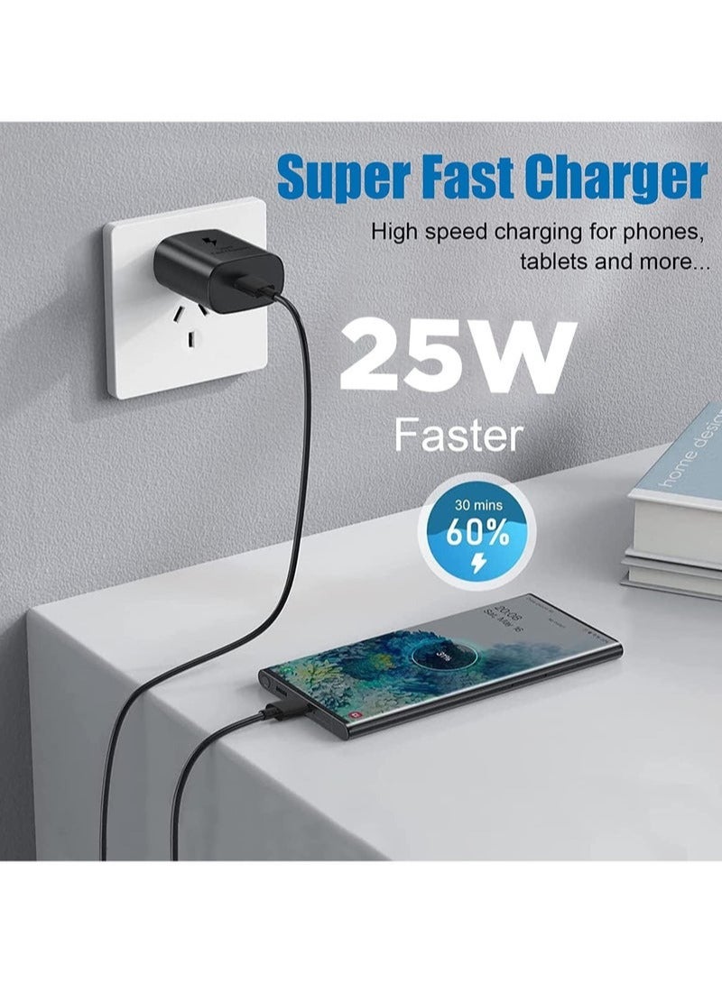 SHAYDX 25W Super Fast Charger for Galaxy S/Note/Z Series – UK Type-C Wall Adapter with 2m USB-C Cable (Certified, Black) - Image 2
