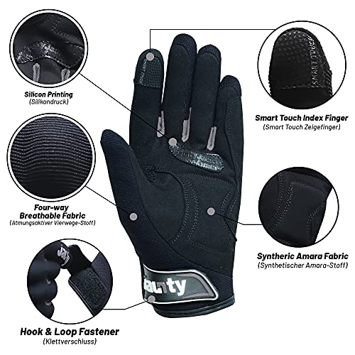JAUNTY Professional Motorcycle Gloves Knuckle Protection Breathable Smart Touch Silicone Grip Mountain Bike Gloves, Summer Motorbike Gloves for Men & Women (Black Gray, Medium) - Image 3