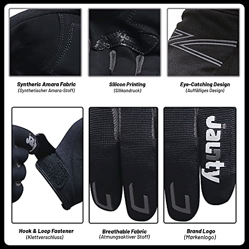 JAUNTY Professional Motorcycle Gloves Knuckle Protection Breathable Smart Touch Silicone Grip Mountain Bike Gloves, Summer Motorbike Gloves for Men & Women (Black Gray, Medium) - Image 5