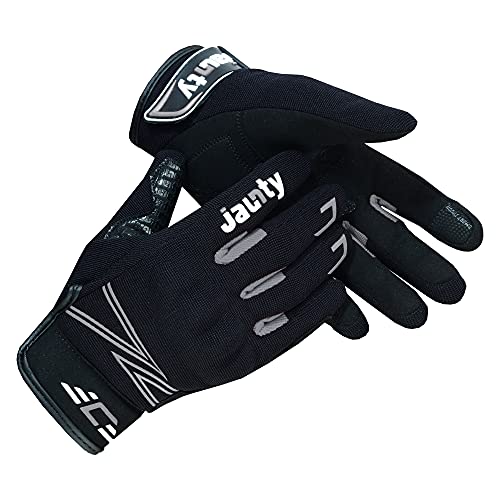 JAUNTY Professional Motorcycle Gloves Knuckle Protection Breathable Smart Touch Silicone Grip Mountain Bike Gloves, Summer Motorbike Gloves for Men & Women (Black Gray, Medium) - Image 1