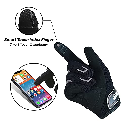 JAUNTY Professional Motorcycle Gloves Knuckle Protection Breathable Smart Touch Silicone Grip Mountain Bike Gloves, Summer Motorbike Gloves for Men & Women (Black Gray, Medium) - Image 4