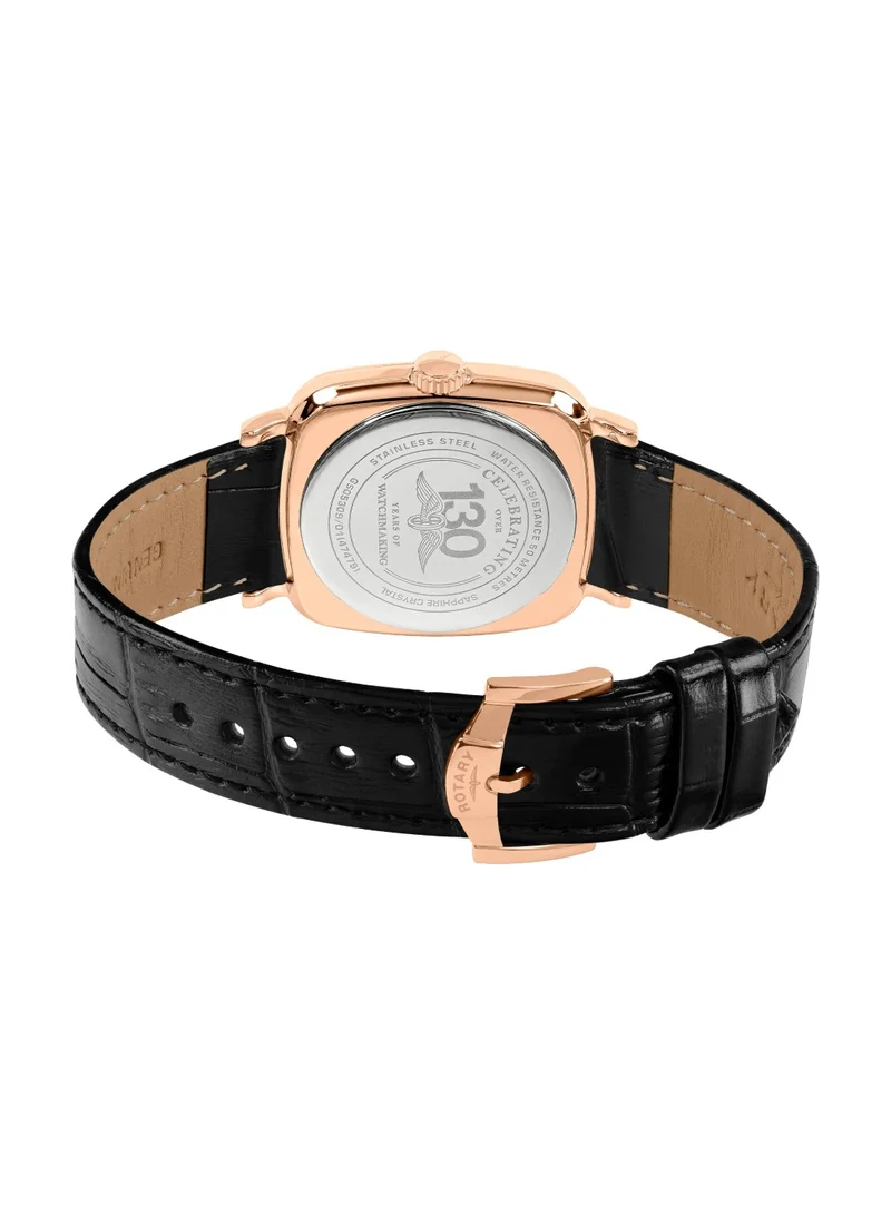 Rotary  Men's Heritage Astoria Analogue Watch, 37 mm, White Dial, Black Leather Strap for Men | Best Price UAE