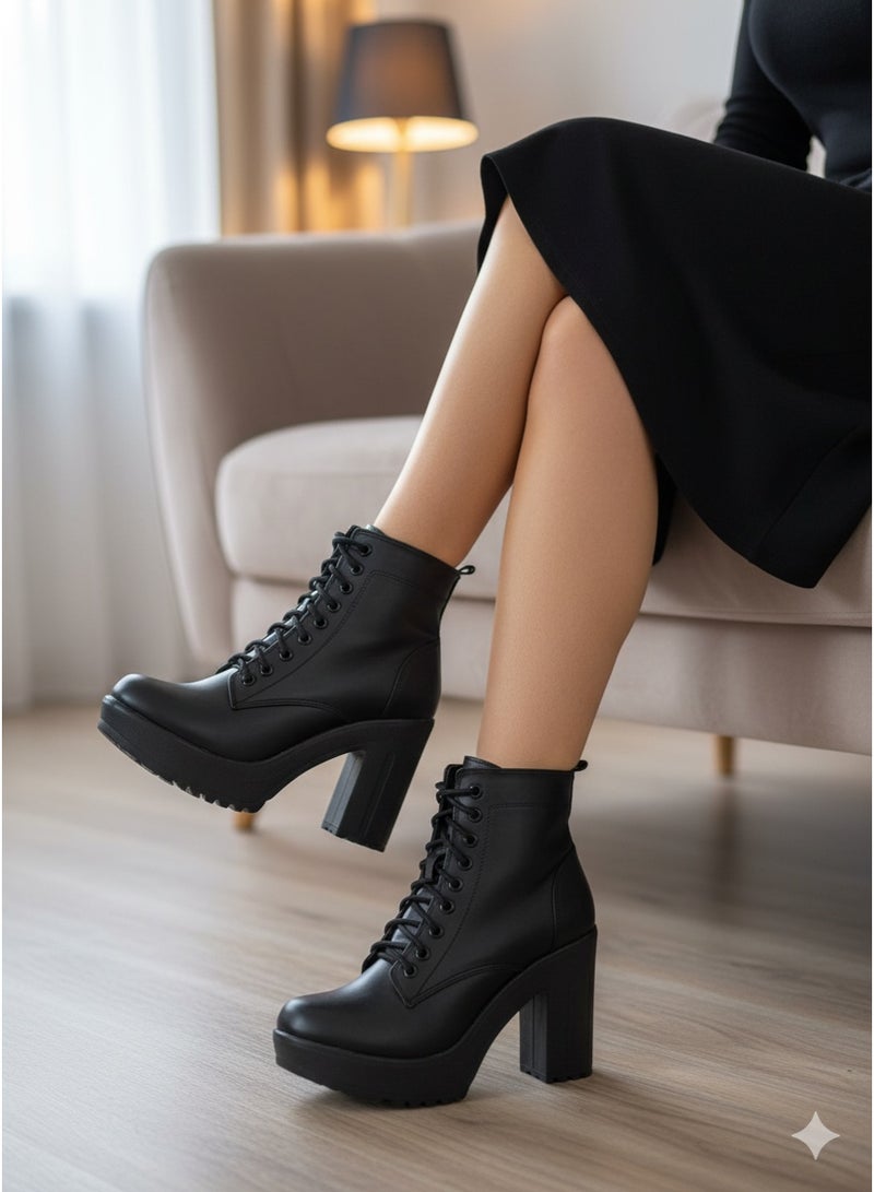 Vbranda Ankle Boot Leather Heel 7cm-Black - Image 1